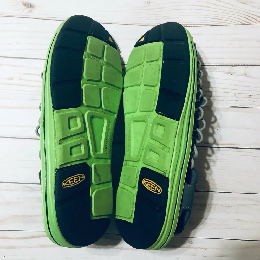 Keen Uneek Grey and Green Paracord Sport Sandals Water Shoes sz 11.5 US 45 EU